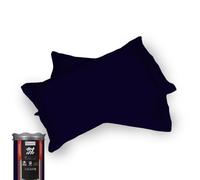 Happidea - Set 2 Federe, 100% Cotone, Tinta Unita, 18 Colori, 2 Volani, Made in Italy, 52x82Cm, Pack Barattolo Riutilizzabile, Blu Marine