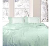 Happidea - Set copripiumino con federe 100% flanella di cotone caldo invernale, reversibile doppio colore, Prodotto in italia, Matrimoniale 255x200 +45 cm, Federe 50x80 due Piazze, Verde