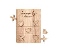 Happily Ever After - Set da gioco in legno a forma di ti-tac toe (confezione da 5), 30 pezzi rustici per gli ospiti, decorazione da tavolo e souvenir