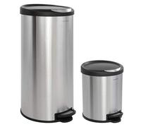 happimess HPM1001A Step-Open mini cestino della spazzatura, per casa, ufficio, cucina cestino, grande: 30 litri, piccolo: 5 litri, acciaio inox/nero