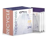 happimess HPM3000B-CLEAR - Fodera per bidone della spazzatura con coulisse, trasparente, 60 pezzi, 3 confezioni da 20 fodere
