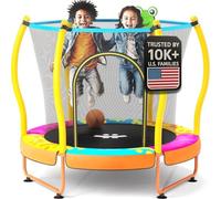 Happin Trampolino per bambini da 140 cm, per interni ed esterni, classico 1,5 m, per bambini da 1 a 8 anni, trampolino di sicurezza per bambini con rete di sicurezza, regalo per bambini e bambine
