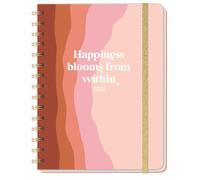 Happiness blooms from within Spiral-Kalenderbuch A5 2026: Taschenkalender 2026 mit Spiralbindung und viel Platz für Termine. Praktischer Buch-Kalender. Mit Gummiband und Stickerbögen.