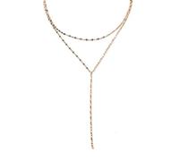 Happiness Boutique Collana multifilo con design a Y in acciaio inossidabile | Collana a Y in oro a doppia fila - Oro rosa, Argento | Catena di stratificazione impermeabile Design della catena di ruolo