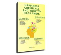 Happiness Chemicals Poster How to Boost Them Neurotransmitters Guide Psychology Wall-Art for Office Study Room Decor(Framed,12x18inch(30x45cm))