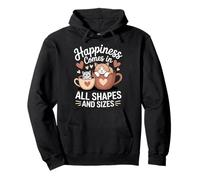 Happiness Comes in all Shapes And Sizes Funny Meme Cat Felpa con Cappuccio