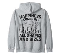 Happiness Comes in all Shapes And Sizes Funny Meme Cat Felpa con Cappuccio