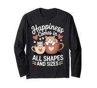 Happiness Comes in all Shapes And Sizes Funny Meme Cat Maglia a Manica