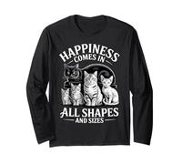 Happiness Comes in all Shapes And Sizes Funny Meme Cat Maglia a Manica