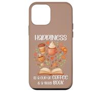 Happiness Cup of Coffee and a Good Book Brown Fall Reading Custodia per iPhone 12 mini