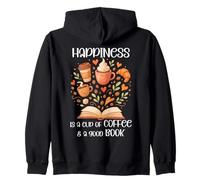 Happiness Cup of Coffee And a Good Book Brown Fall Reading Felpa con Cappuccio