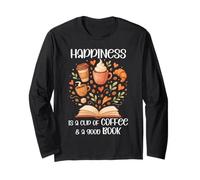Happiness Cup of Coffee And a Good Book Brown Fall Reading Maglia a Manica
