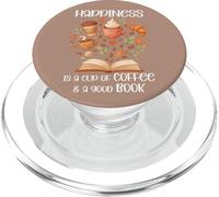 Happiness Cup of Coffee and a Good Book Brown Fall Reading PopSockets PopGrip per MagSafe