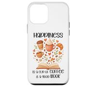 Happiness Cup of Coffee and a Good Book Lovers Fall Reading Custodia per iPhone 12 mini