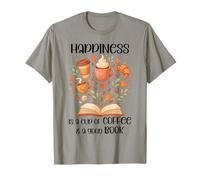 Happiness Cup of Coffee And a Good Book Lovers Fall Reading Maglietta