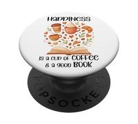 Happiness Cup of Coffee and a Good Book Lovers Fall Reading PopSockets PopGrip Adesivo