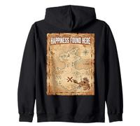 Happiness Found Here Vintage Pirate Map Crab Felpa con Cappuccio