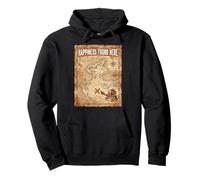 Happiness Found Here Vintage Pirate Map Crab Felpa con Cappuccio