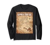 Happiness Found Here Vintage Pirate Map Crab Maglia a Manica