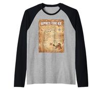 Happiness Found Here Vintage Pirate Map Crab Maglia con Maniche Raglan