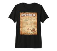 Happiness Found Here Vintage Pirate Map Crab Maglietta Premium