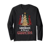 Happiness is Being a Grandpa Christmas Tree Leopard Maglia a Manica