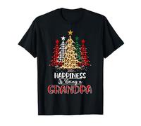 Happiness is Being a Grandpa Christmas Tree Leopard Maglietta