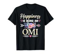 Happiness Is Being An Omi Camicia Divertente Nonna Festa della Mamma Maglietta