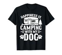 Happiness is Camping with My Dog Camper Amante del campeggio Falò Maglietta