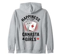 Happiness Is Playing Canasta Gioco di Carte con Le Ragazze Felpa con Cappuccio