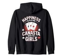Happiness Is Playing Canasta Gioco di Carte con Le Ragazze Felpa con Cappuccio