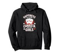 Happiness Is Playing Canasta Gioco di Carte con Le Ragazze Felpa con Cappuccio