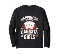 Happiness Is Playing Canasta Gioco di Carte con Le Ragazze Maglia a Manica
