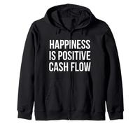 Happiness Is Positive Cash Flow Design con Testo Bianco in Grassetto Felpa con Cappuccio