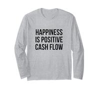 Happiness Is Positive Cash Flow Design con Testo Nero in Grassetto Maglia a Manica