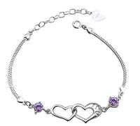 Happiness Signal Heart Shaped Silver Bracelet With Purple Diamond Love Confession Hand Chain For friend Nice processing