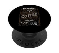 Happiness: tazza di caffè e un libro ti rende felice PopSockets PopGrip Adesivo