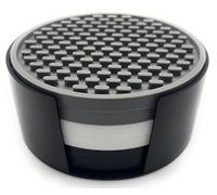 Happitasa Sottobicchieri in silicone per bevande, 10,7 cm, set di 6 con supporto (multicolore - nero/grigio/bianco)