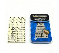 Happium Classic Double 6 Dominoes in scatola metallica da 28 pezzi