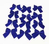 Happium Confezione da 12 fiocchi in velluto blu navy da 6 cm, piccoli fiocchi di colore blu scuro per fiocchi decorativi natalizi per albero di Natale
