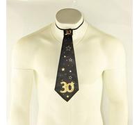 Happium Cravatta con scritta "Happy Birthday", colore: nero e oro, per feste, Nero , Number 30