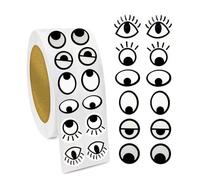 Happium Etichette adesive bianche e nere, 2000 pezzi per rotolo, con occhi finti autoadesivi, stacca e attacca