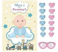 Happium Giochi per Baby Shower Attacca Il Ciuccio al Bambino con 24 Adesivi,Bendaggio Unisex Attacca Il Ciuccio al Bambino per 24 Giocatori Attacca al Bambino Baby Shower