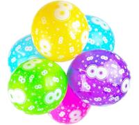 Happium Palloncini per 6° compleanno, 30,5 cm, in lattice, multicolore, con numeri stampati, per bambine e ragazzi, decorazioni per 6° anniversario (confezione da 10)