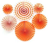 Happium - Set di 6 ventagli di carta da appendere, colore: arancione