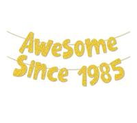 Happium Striscione glitterato dorato Awesome Since 1985 - Decorazioni per feste di compleanno e anniversario