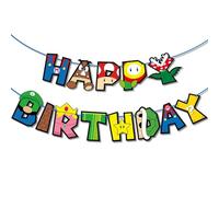 Happium Super Mario Banner di compleanno Mario Ghirlanda Bunting per feste di compleanno forniture decorazioni