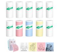 HAPPOW 10 rotoli di carta termica da 57 mm, per mini stampante, carta termica autoadesiva, bianco/rosa/blu/giallo, impermeabile e antigraffio, per mini stampante/fotocamera istantanea (3 m/rotolo)