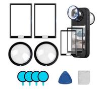 HAPPOW 2 pellicole protettive per lenti e 2 pellicole protettive per display Insta 360 X4, set di accessori di protezione, girevole 3D, protezione per obiettivo, antipolvere, anticaduta, antigraffio