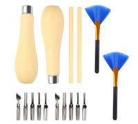 HAPPOW 2 set di strumenti per taglio linoleico, set da intaglio in linoleum con 5 diverse lame e 2 pennelli per la pulizia, set di strumenti per intaglio linoleum, taglio linoleico, intaglio fai da te